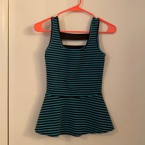 Teal and black stripped Flirty tank